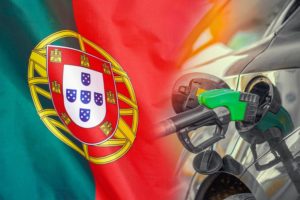 Car,With,A,Fuel,Injector,On,Portugal,Flag,Background.,Record